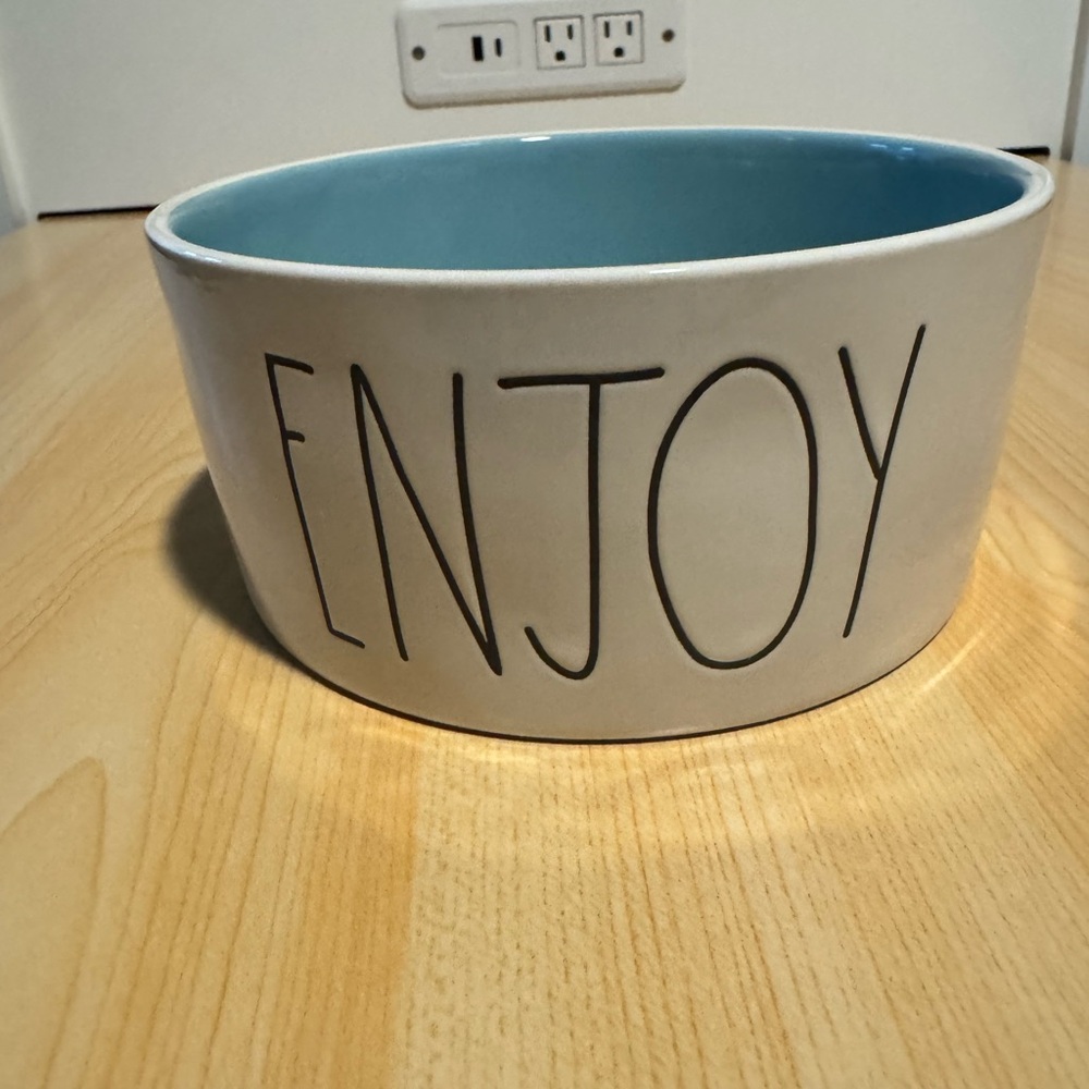 Rae Dunn White and Blue 'Enjoy' Bowl